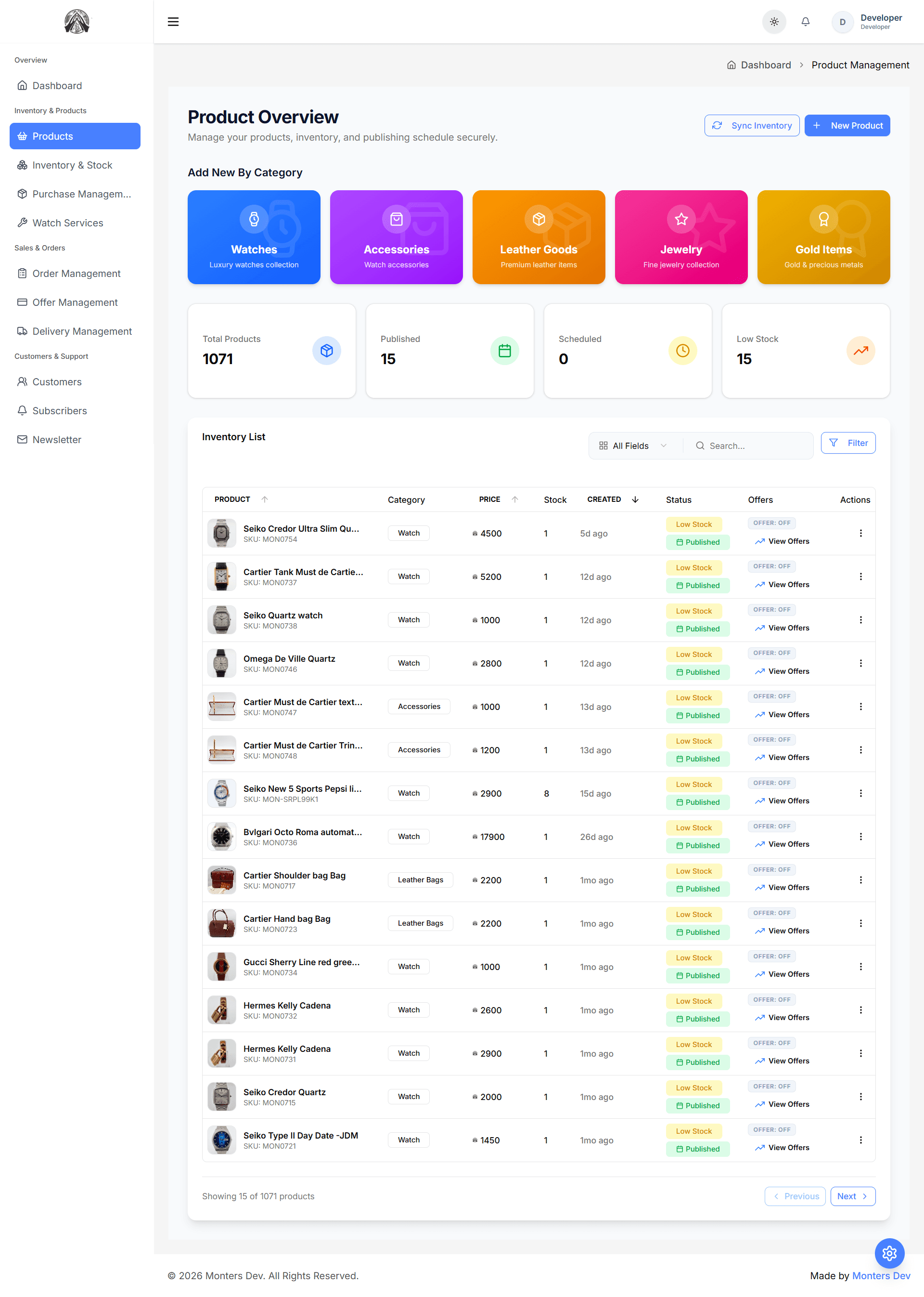 Watch Inventory Manager